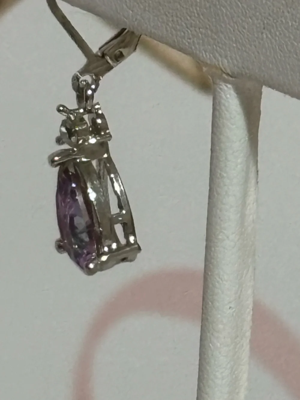 Silver Drop Earrings with Iridescent Stones - Picture 3 of 3